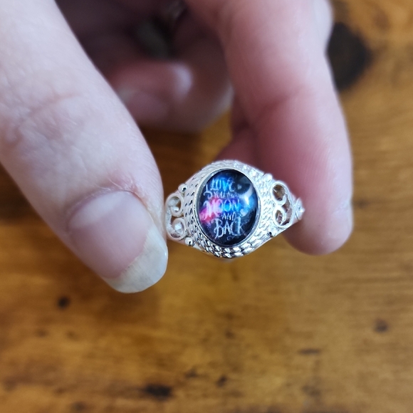 Moon Collection Jewelry - FP Sterling Silver .S925 Ring with Blue and Pink Love You Too The Moon And Back
